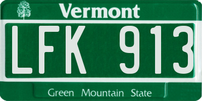 VT license plate LFK913