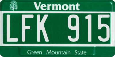 VT license plate LFK915