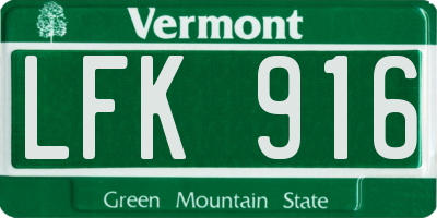 VT license plate LFK916