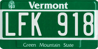 VT license plate LFK918
