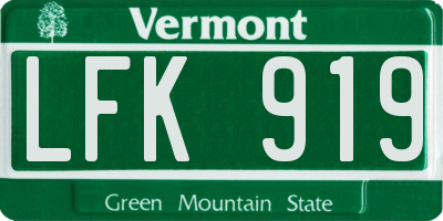 VT license plate LFK919