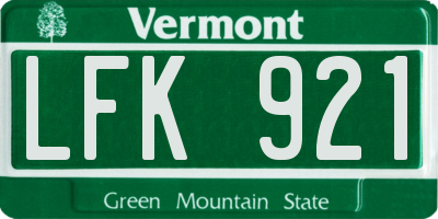 VT license plate LFK921