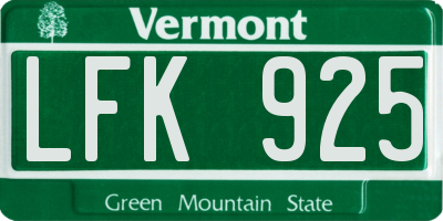 VT license plate LFK925