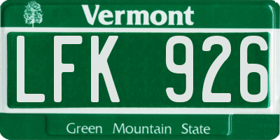 VT license plate LFK926