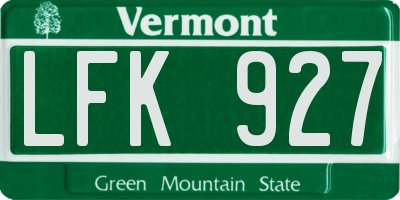 VT license plate LFK927