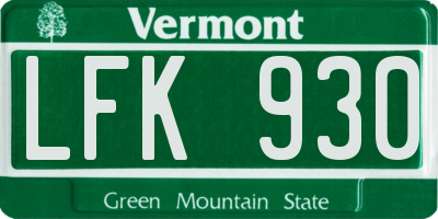 VT license plate LFK930