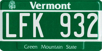 VT license plate LFK932