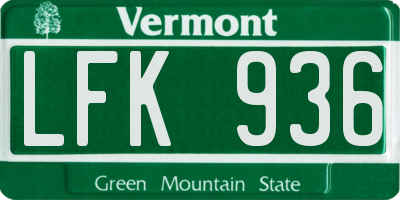 VT license plate LFK936