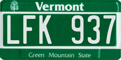 VT license plate LFK937