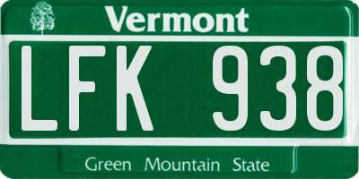 VT license plate LFK938