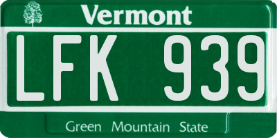 VT license plate LFK939