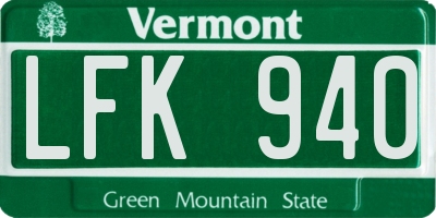 VT license plate LFK940
