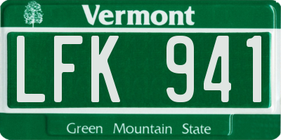 VT license plate LFK941