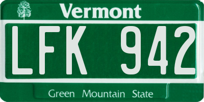 VT license plate LFK942
