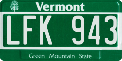 VT license plate LFK943