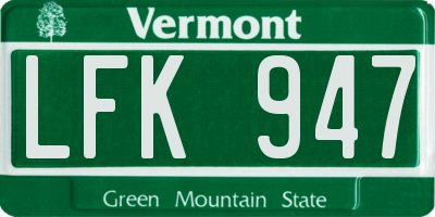 VT license plate LFK947