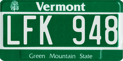 VT license plate LFK948