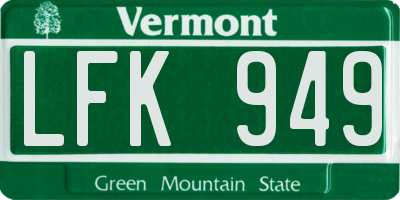 VT license plate LFK949
