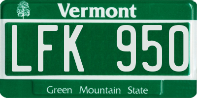 VT license plate LFK950
