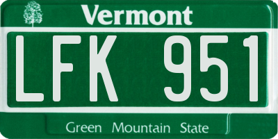 VT license plate LFK951