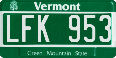 VT license plate LFK953
