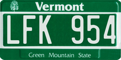 VT license plate LFK954