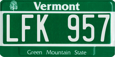 VT license plate LFK957