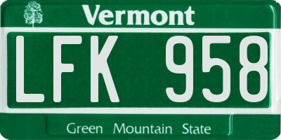 VT license plate LFK958
