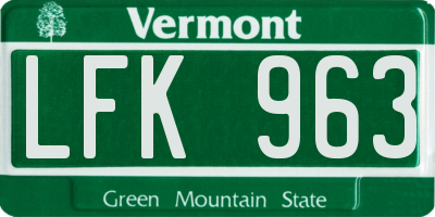 VT license plate LFK963
