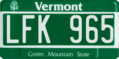 VT license plate LFK965