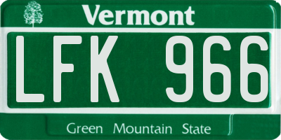 VT license plate LFK966