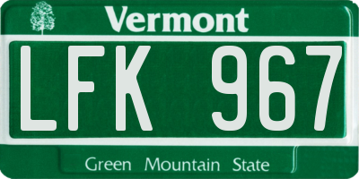 VT license plate LFK967