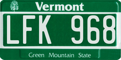 VT license plate LFK968