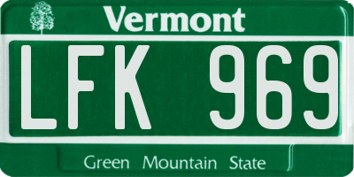 VT license plate LFK969