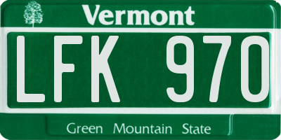 VT license plate LFK970