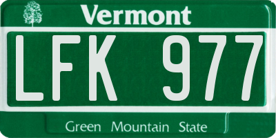 VT license plate LFK977