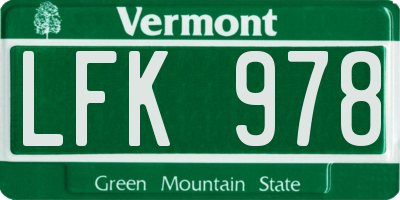 VT license plate LFK978