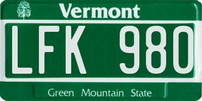 VT license plate LFK980