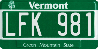 VT license plate LFK981