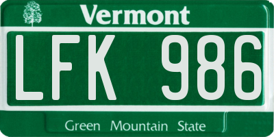 VT license plate LFK986