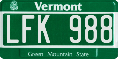 VT license plate LFK988