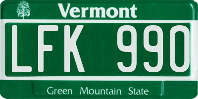 VT license plate LFK990