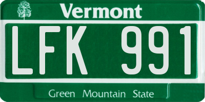 VT license plate LFK991