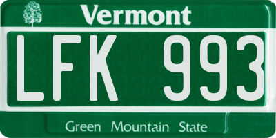 VT license plate LFK993