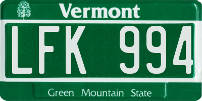 VT license plate LFK994