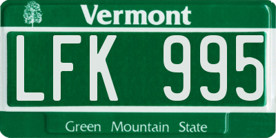 VT license plate LFK995
