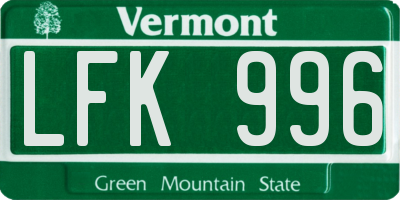 VT license plate LFK996