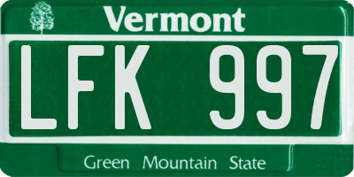 VT license plate LFK997