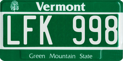 VT license plate LFK998