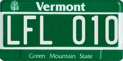 VT license plate LFL010